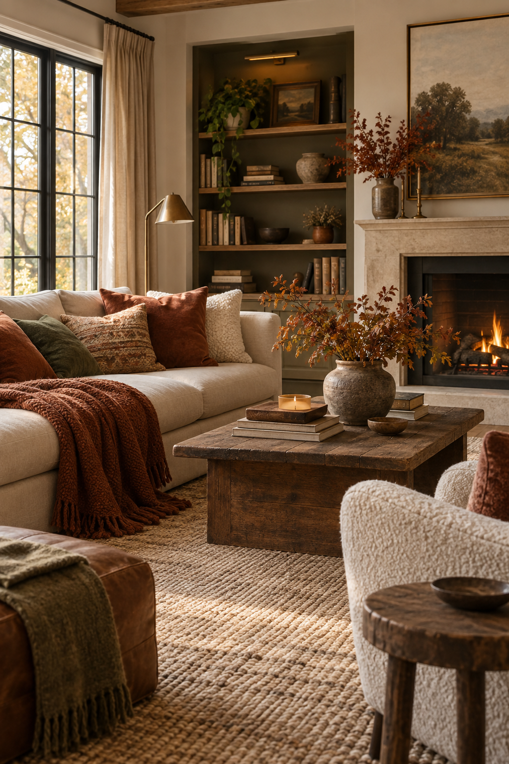Warm inviting fall living room hero