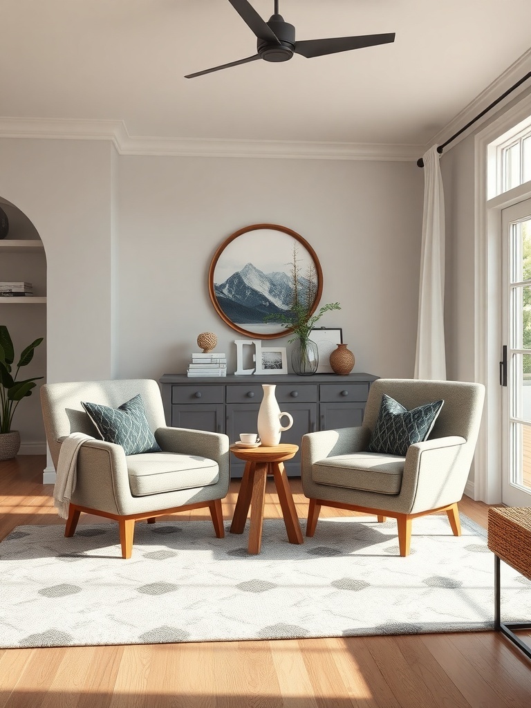 Two stylish accent chairs in a cozy living room setting.