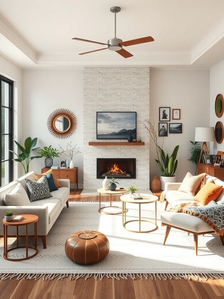 A cozy boho living room with personalized decor touches.