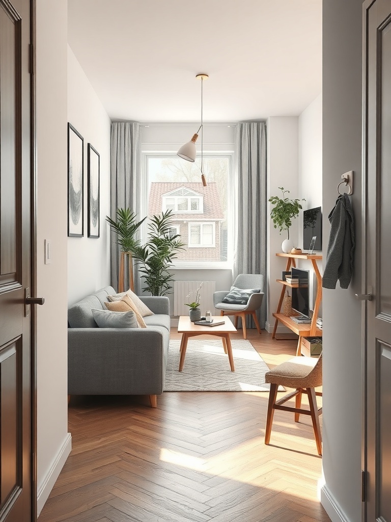 A cozy apartment entryway with a stylish key holder and modern decor.