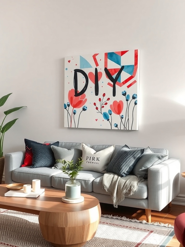 A DIY wall art piece with a blue background and white text saying 'Se Lok. you.'